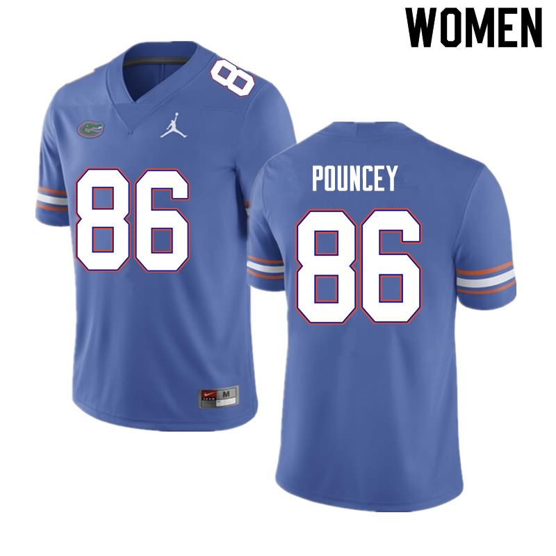 NCAA Florida Gators Jordan Pouncey Women's #86 Nike Blue Stitched Authentic College Football Jersey MYD5164RK